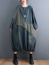 Collision Color Splicing Loose Midi Dress